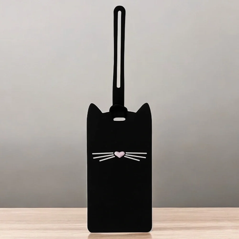 Kate Spade New York Silicone Luggage Tag with Durable Strap, Black Cat (new)